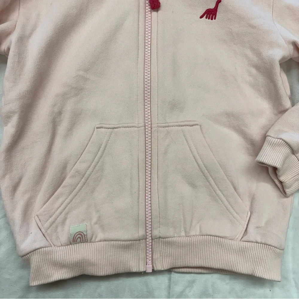 Next UK Brand Kids Girls Pink Dino Hoodie Zip Up‎ Sweater Size 5-6 VGUC